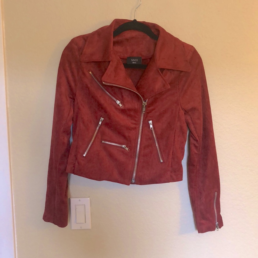 Faux Suede Moto Jacket